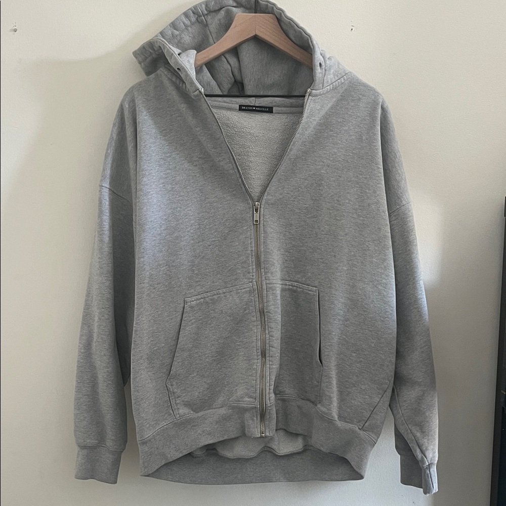 Brandy Melville Gray Zip-Up Hoodie